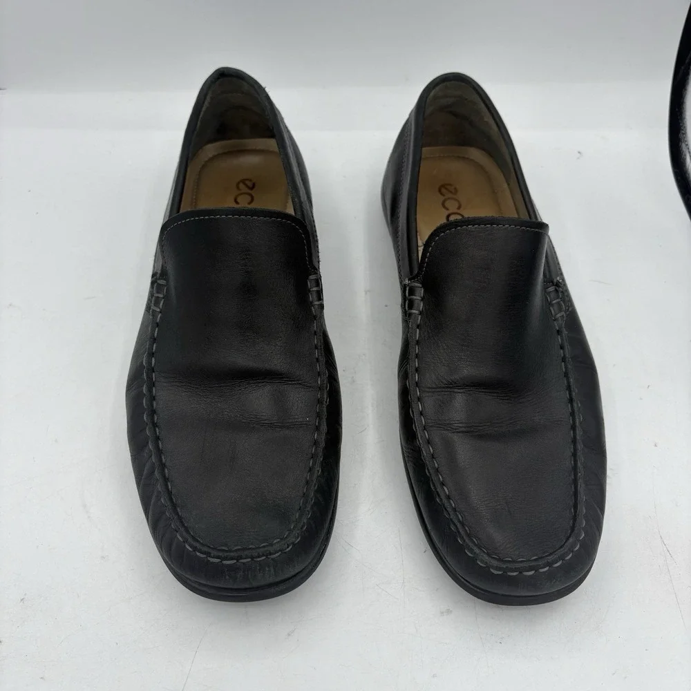 Ecco Loafers Mens Size 10 Classic Moc 2.0 Black Leather Driving